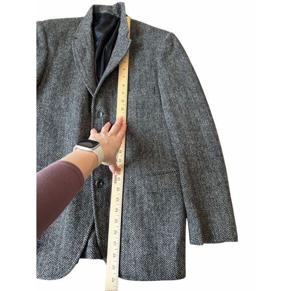Harris Tweed Blazer Jacket Herringbone Wool Vintage 60s 70s Mod Scottish Medium - Picture 4 of 12